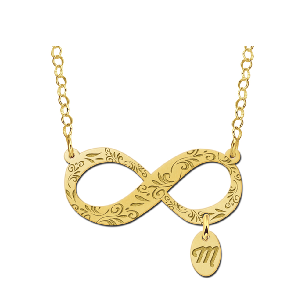 Infinity Schmuck aus Gold mit Ornament und Initial