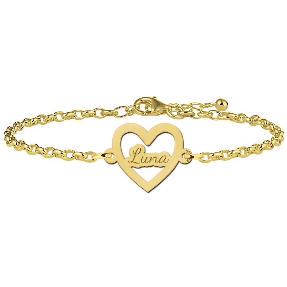 Goldenes Armband mit Herz und Gravur