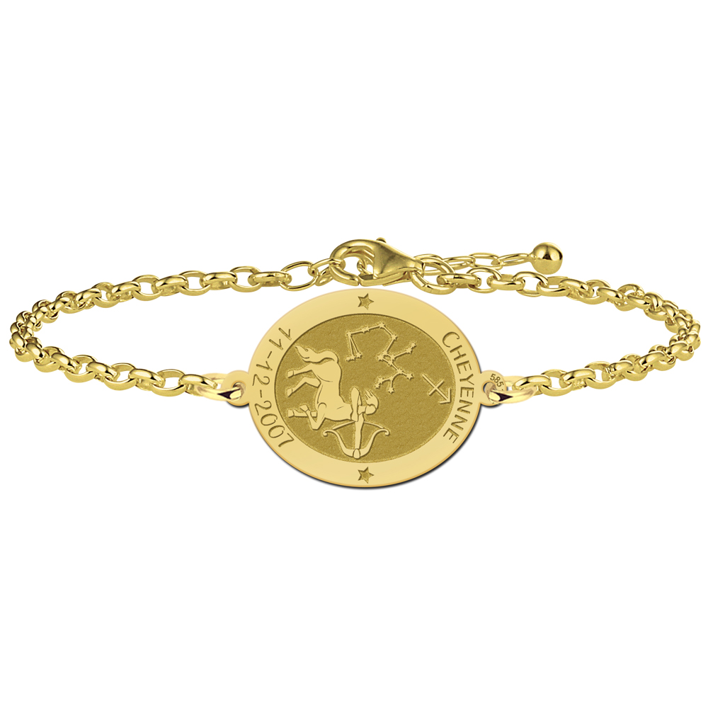 Goldenes Armband Sternzeichen oval Schütze