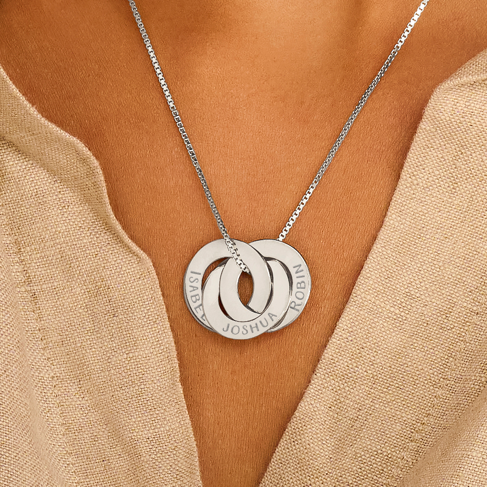 Silberne Russische Ringe Kette mit drei Namen