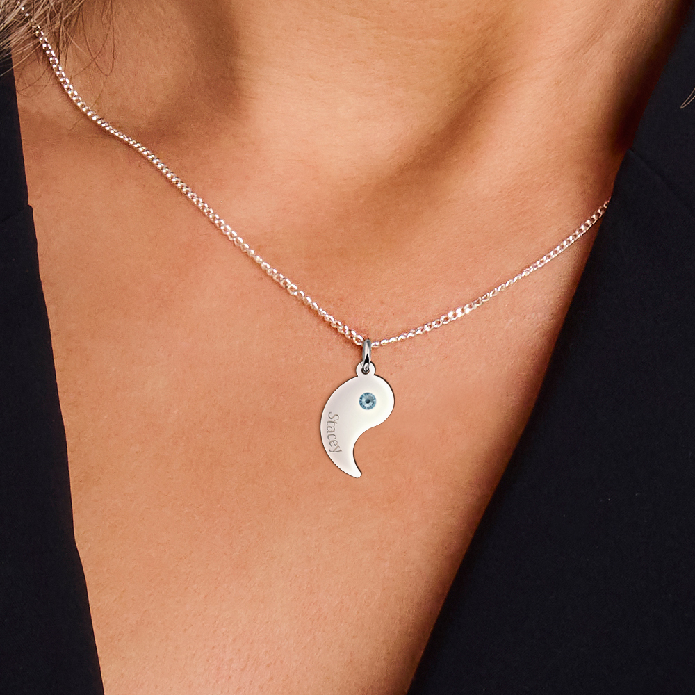 Yin Yang aus Silber mit Geburtsstein