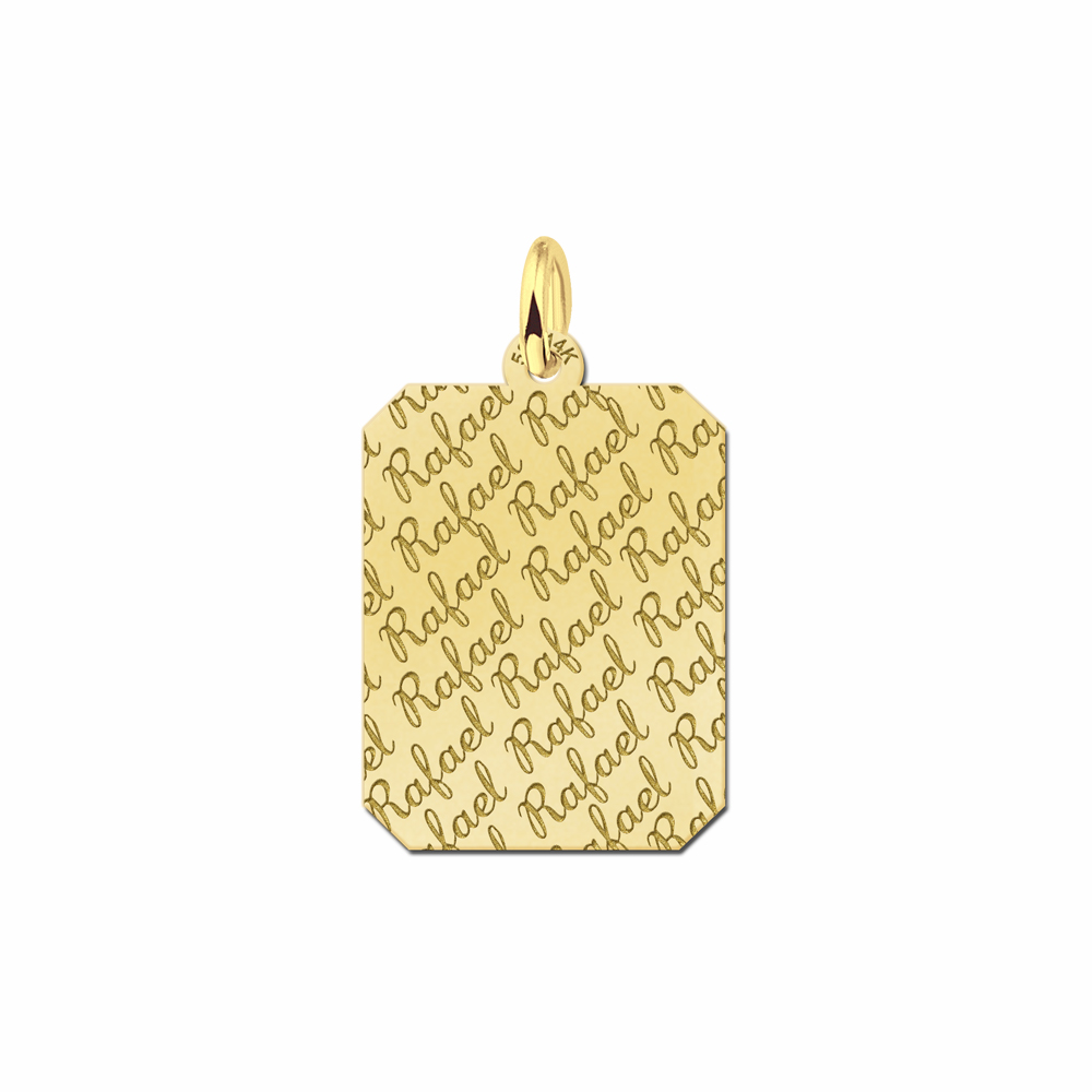 Kettenanhänger Gold Gravurplatte16  8-eckig mit Namensgravur