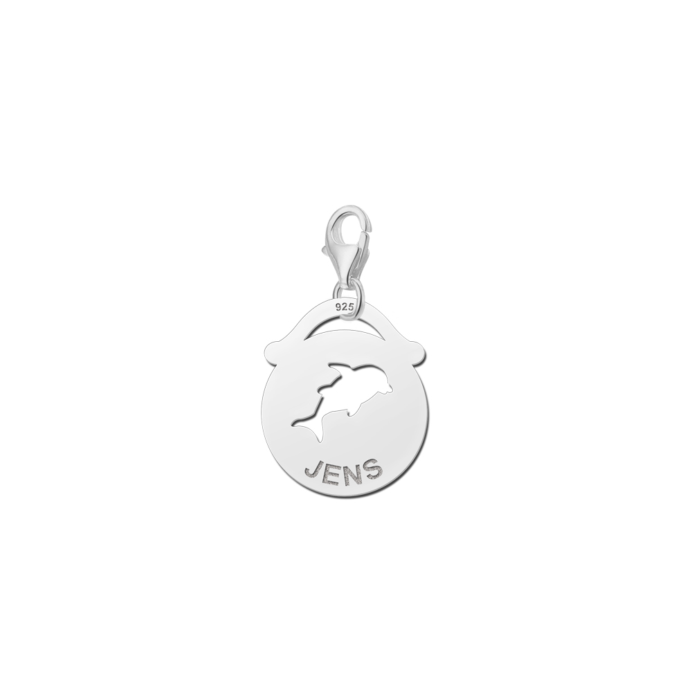 Silberner Tier Namens-Charms-Anhänger rund Delfin