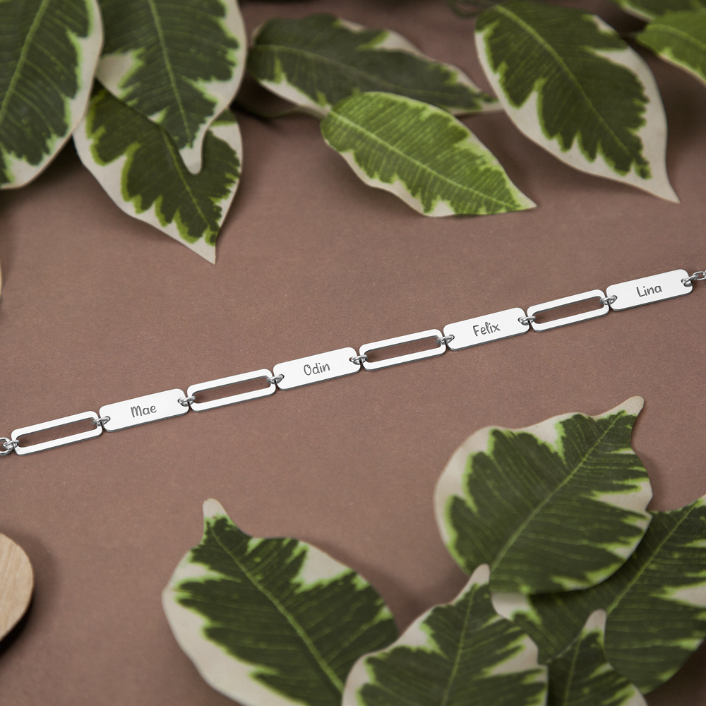 Silbernes-Paperclip-Armband-mit-Namen