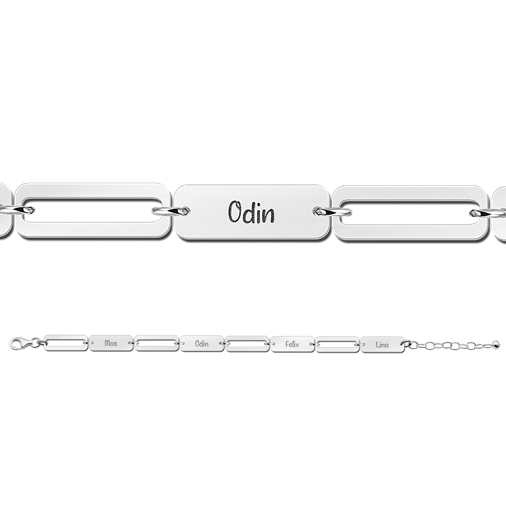 Silbernes-Paperclip-Armband-mit-Namen