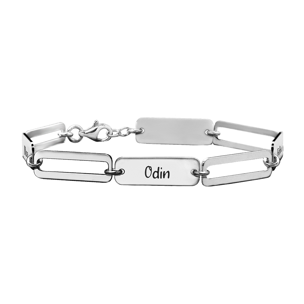 Silbernes-Paperclip-Armband-mit-Namen