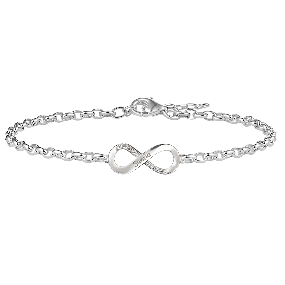 Gravierte Unendlichkeit-Armband mit Zirkonia