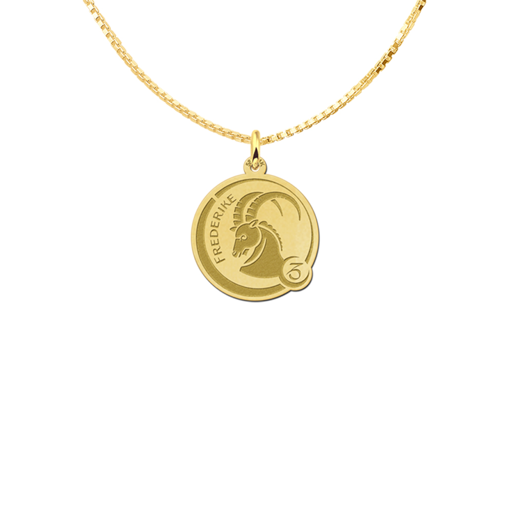 Sternzeichen Kette mit Gravur Steinbock aus Gold