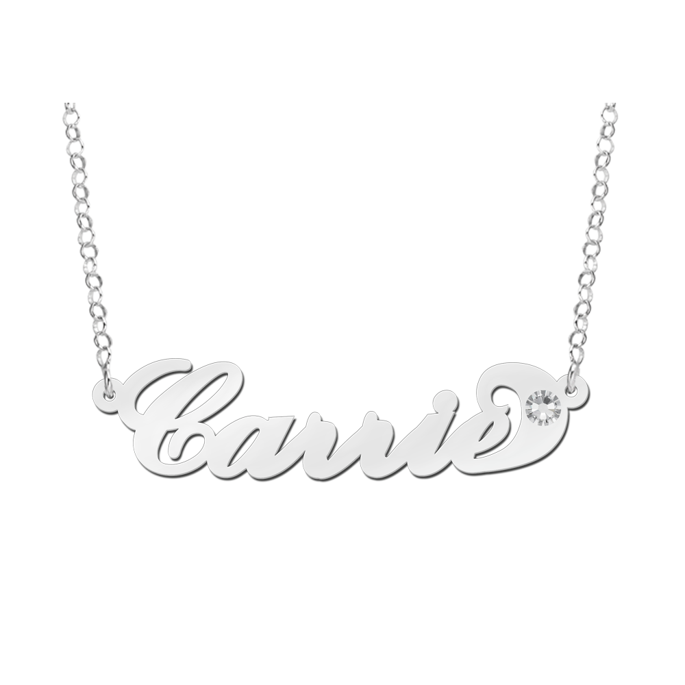 Silberne Namenskette „Carrie style“ zirconia