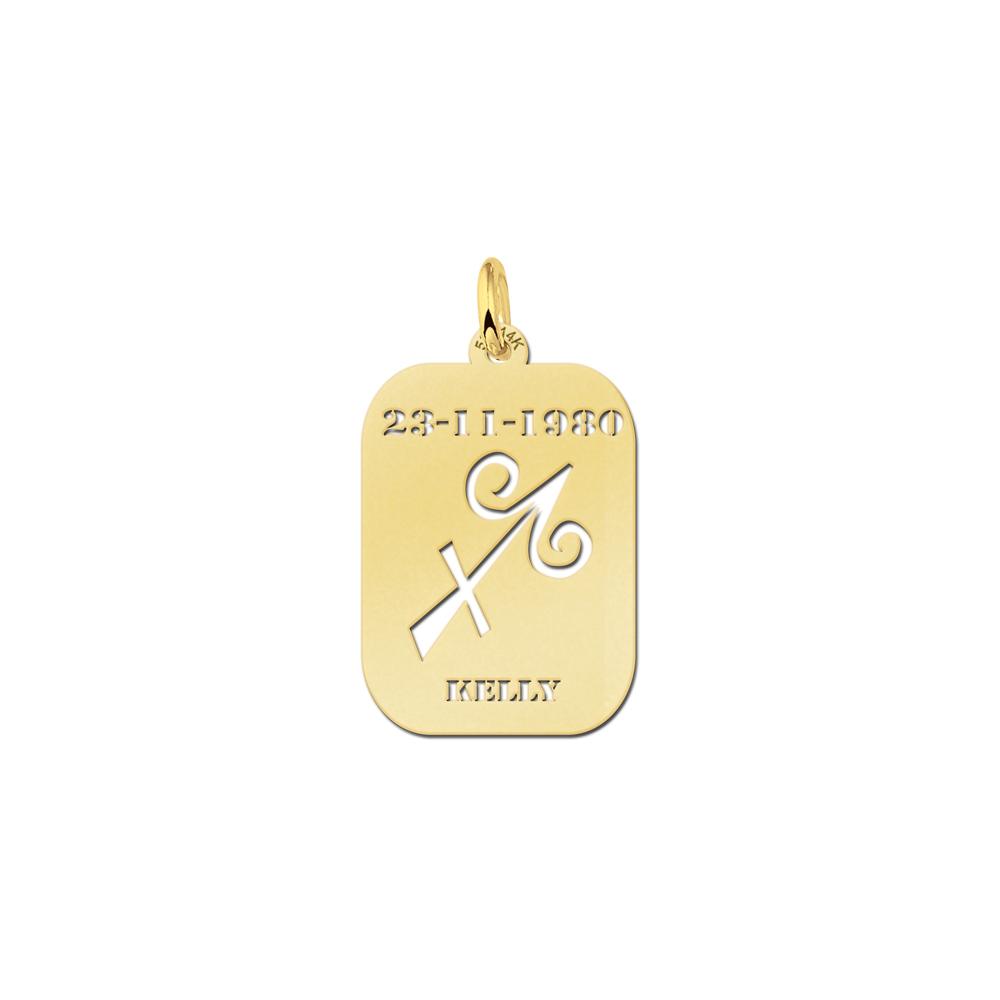 Gold Anhänger - Sternzeichen Schütze mit Gravur
