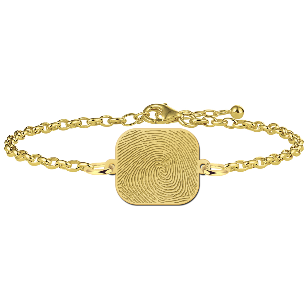 Vergoldetes rechteckiges Armband mit Fingerabdruck