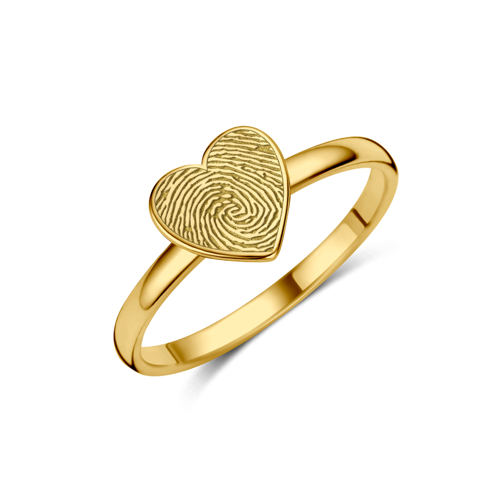 Goldener Ring mit Herz und Fingerabdruck