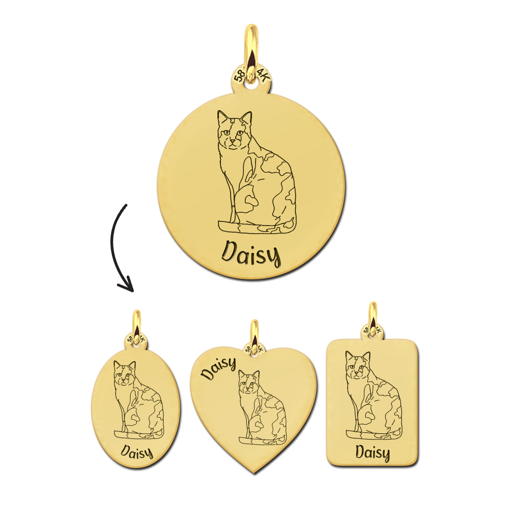 Goldener Anhänger mit Katze Kräuselkatze