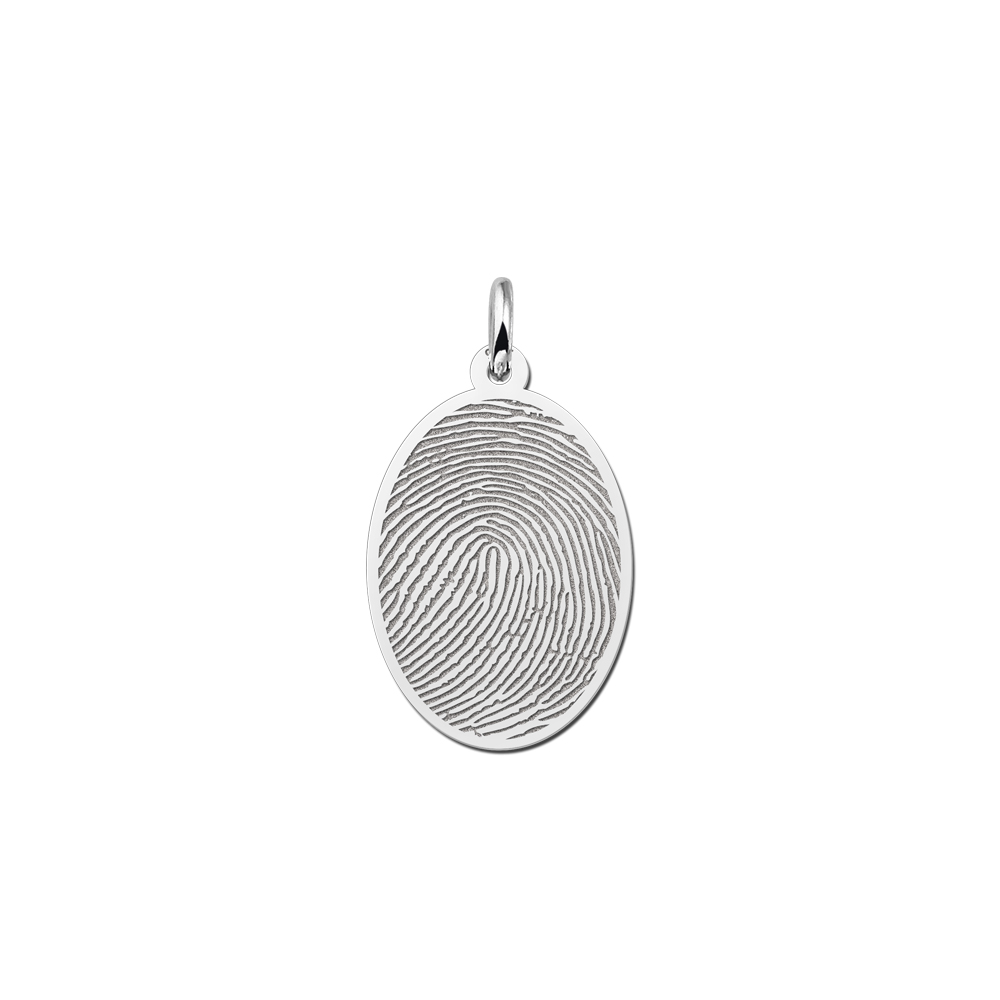 Oval Kette mit Fingerabdruck aus Silber