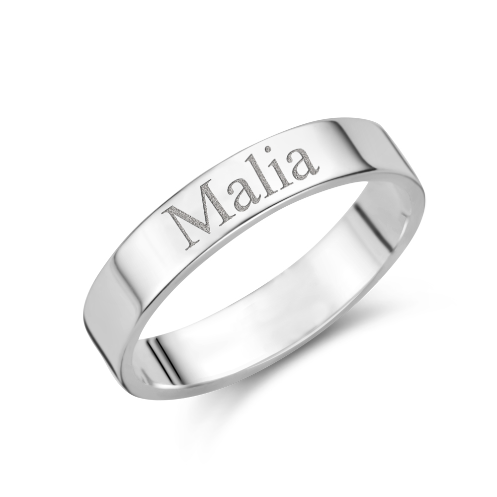 Ring mit Namen silber flach 4mm