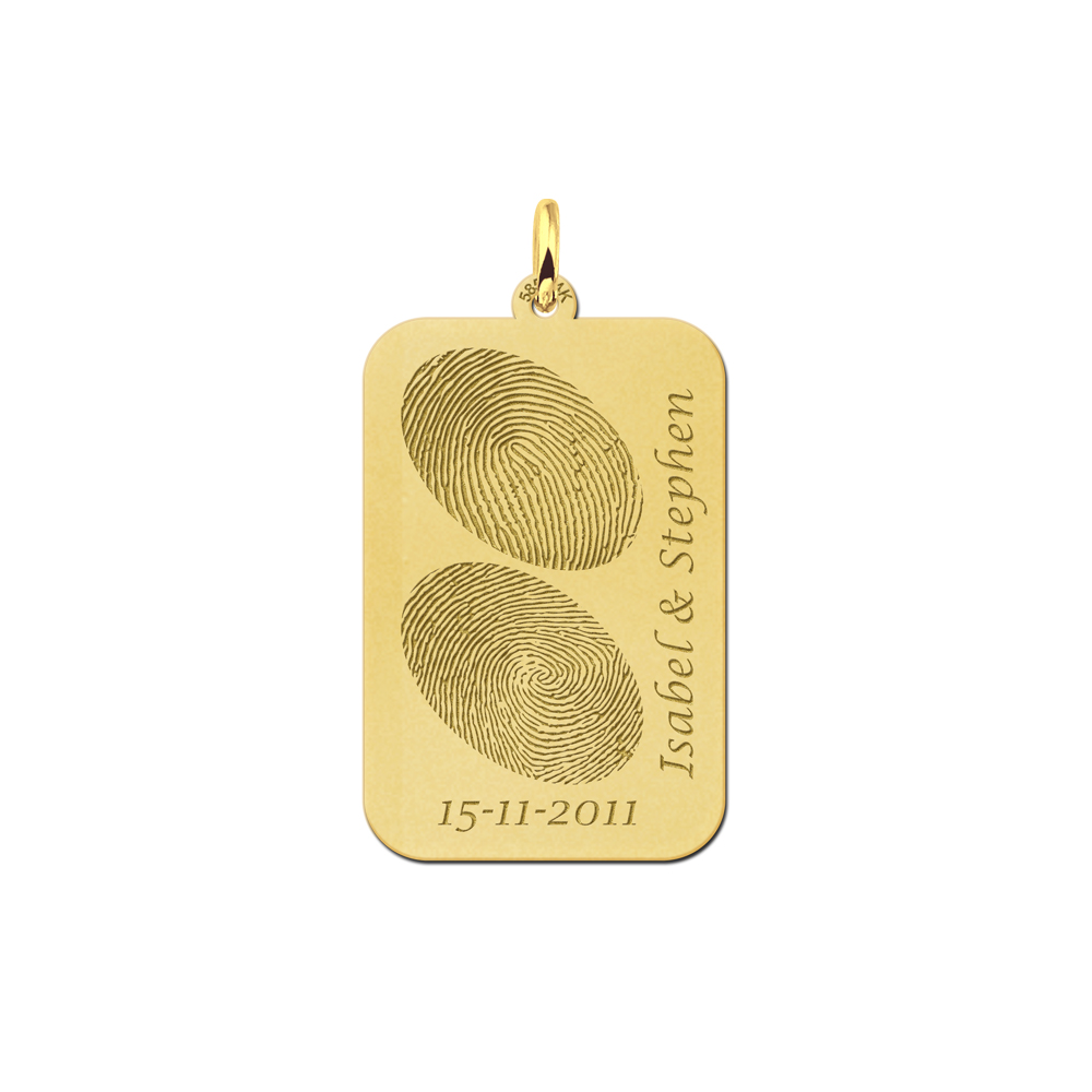 Goldener Dogtag mit zwei Fingerprints