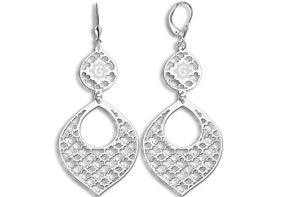 Silberne Ohrringe mit Buchstabe in Arabischen Stil