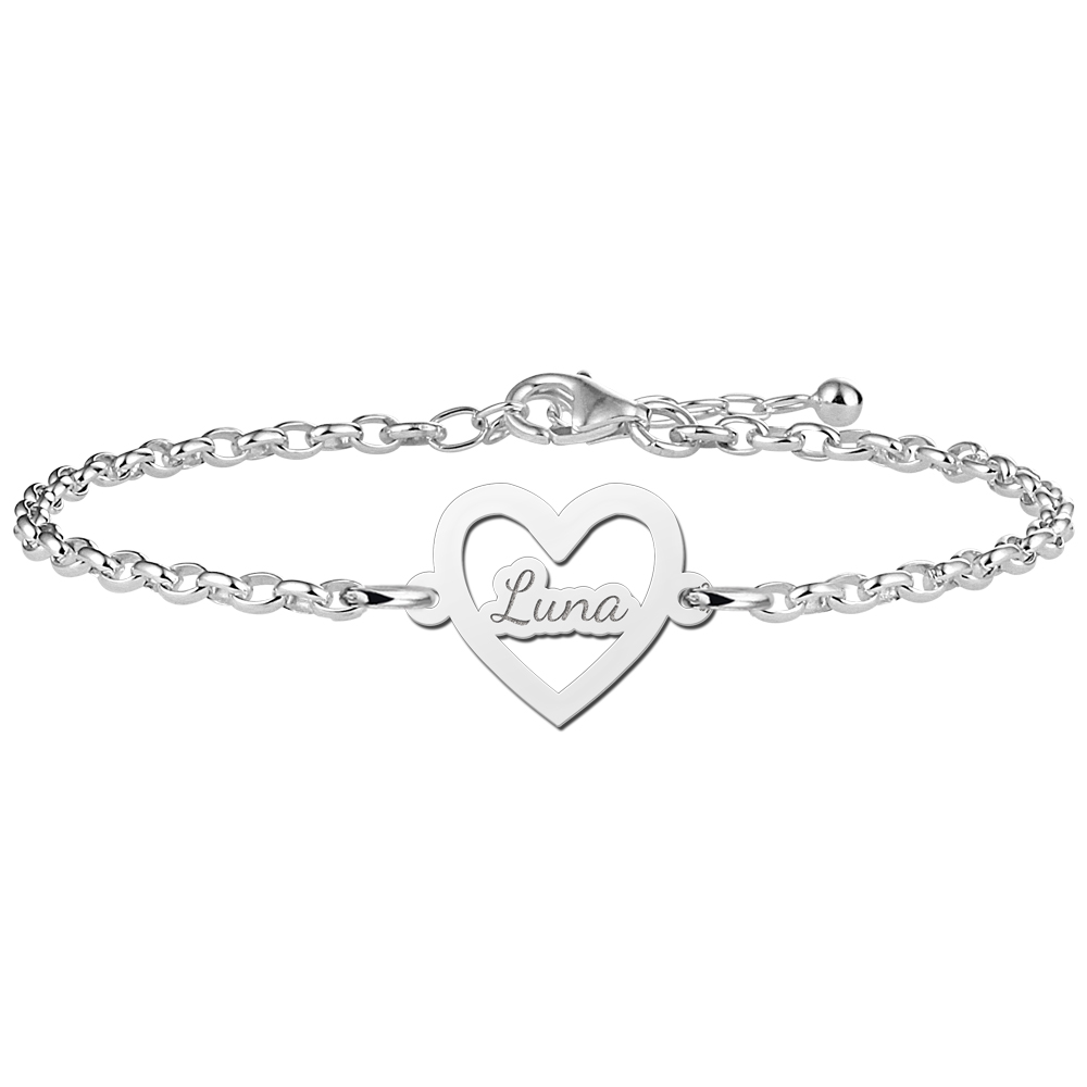 Armband aus Silber mit Herz und Gravur