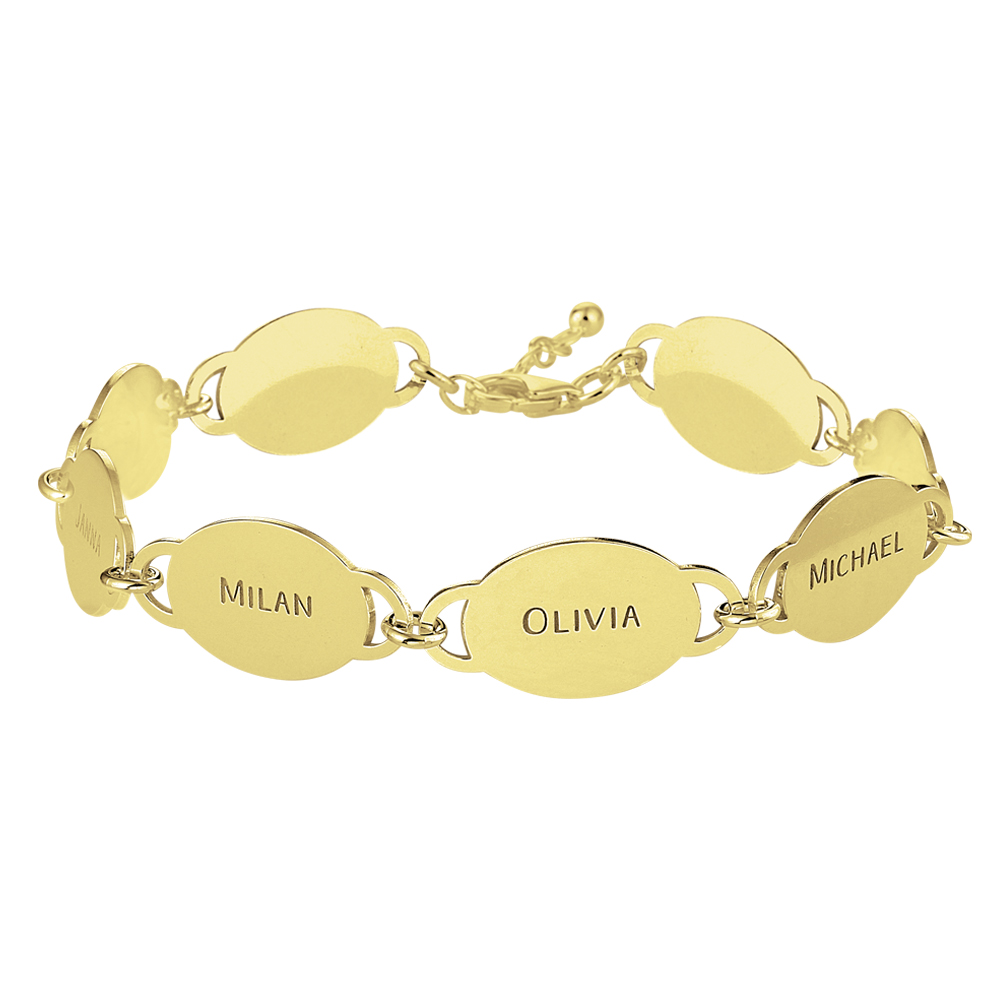 Goldenes Armband mit 8 ovalen Gravurplättchen