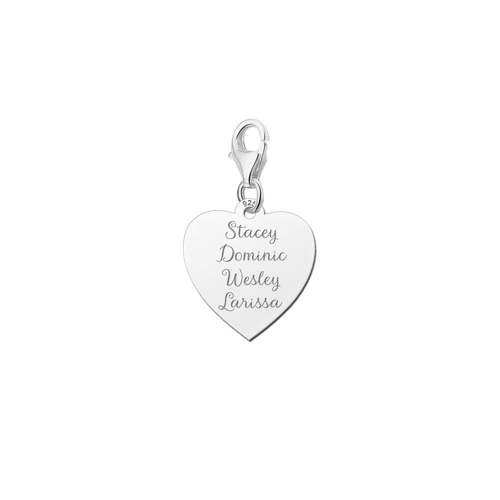 Sterling Silber Herz Charm mit vier Namen