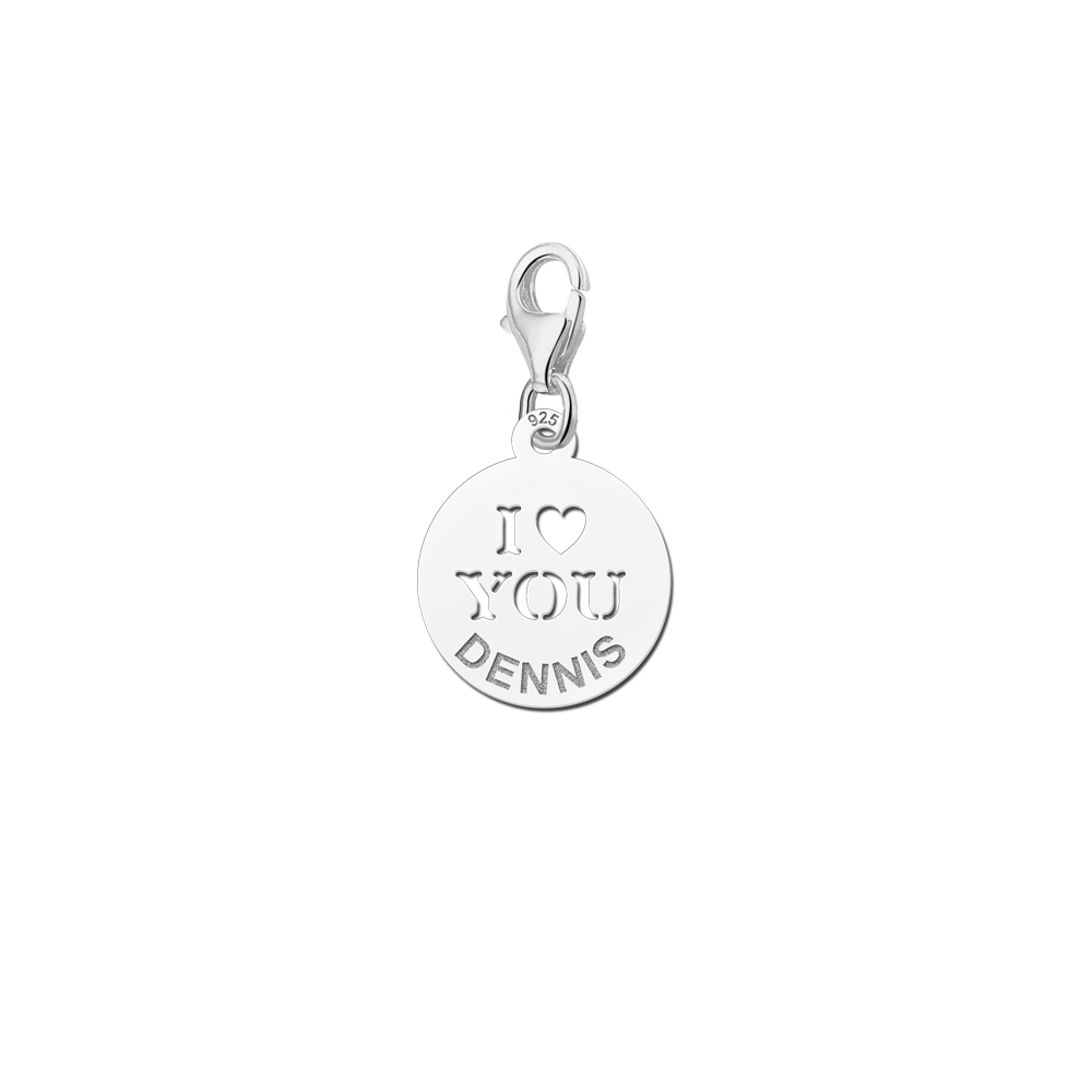 Sterling Silber Charm I love You mit Namen