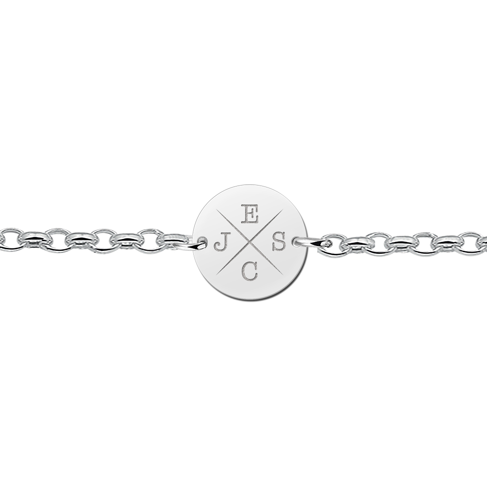 Silberarmband mit rundem Plättchen und Initialen
