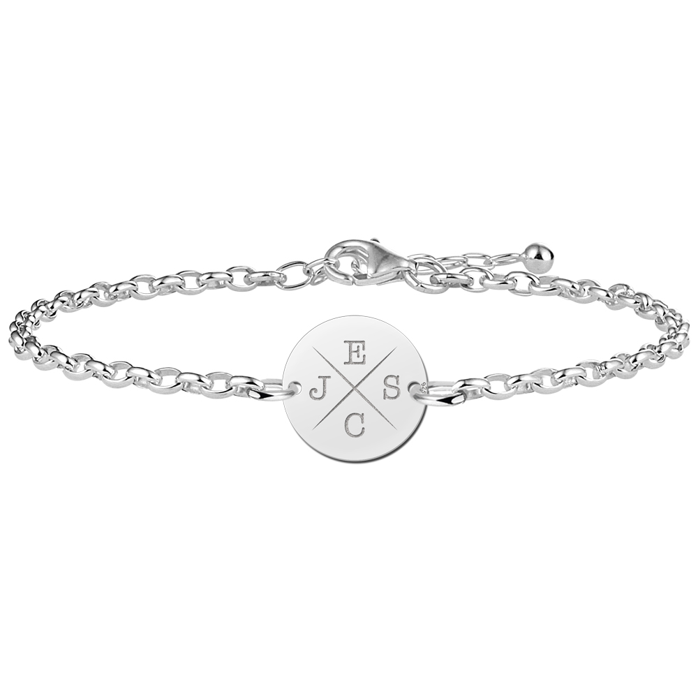 Silberarmband mit rundem Plättchen und Initialen