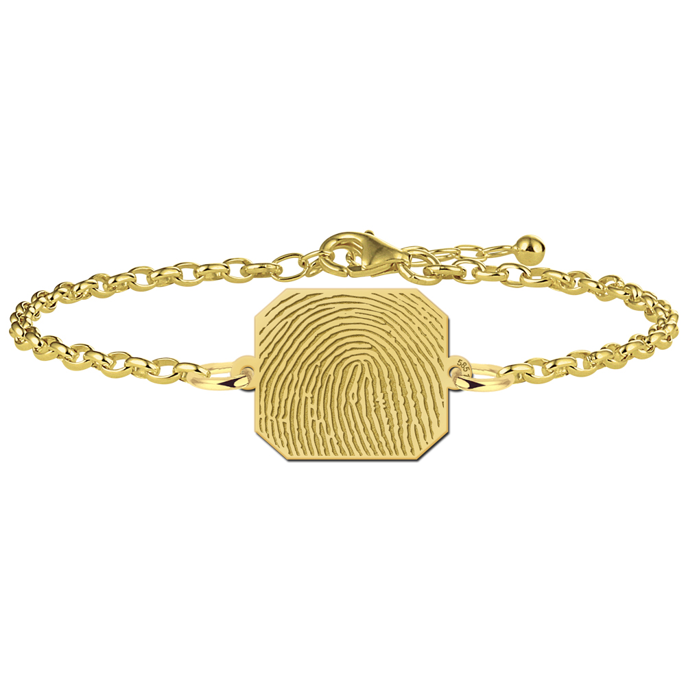 Goldenes Fingerabdruck Armband mit Rechteck