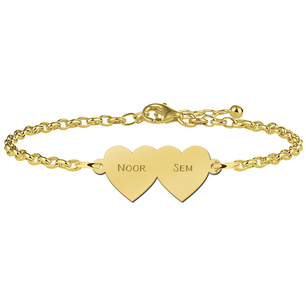 Armband mit zwei Herzen aus Gold