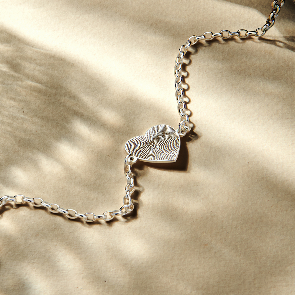 Silberarmband mit Herz und Fingerabdruck
