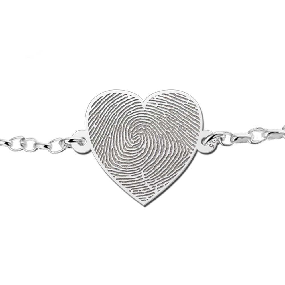 Silbernes Armband mit Fingerabdruck Herz