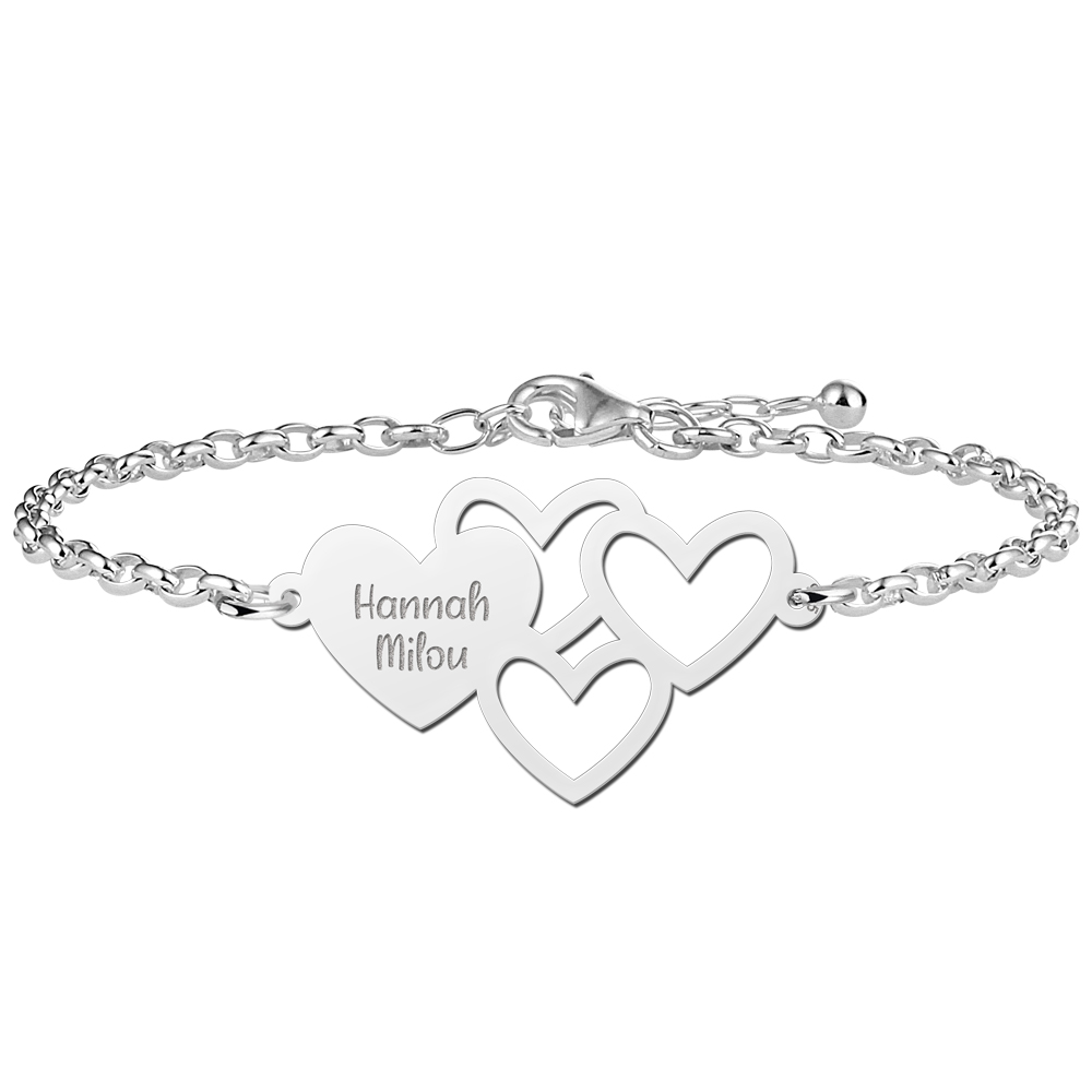 Silberarmband mit Namen und Herzen
