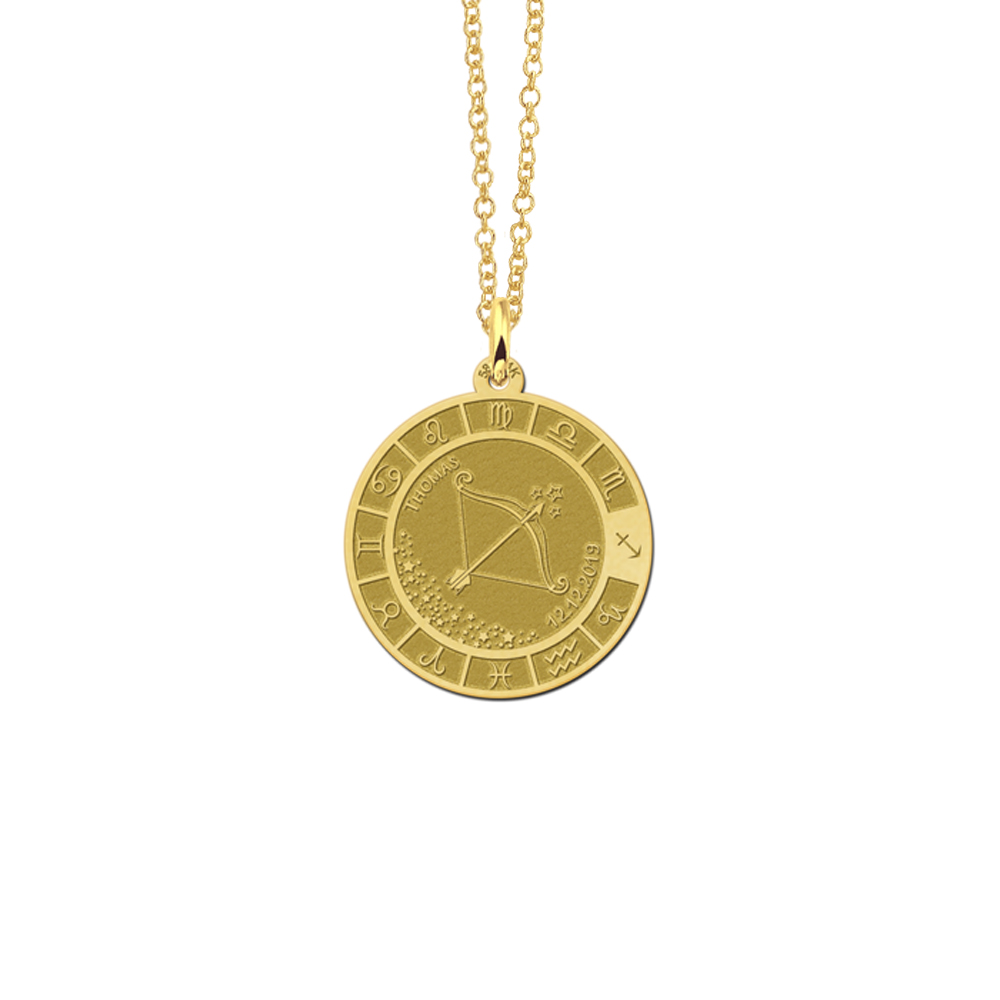 Goldener runder Sternzeichen Anhänger Schütze