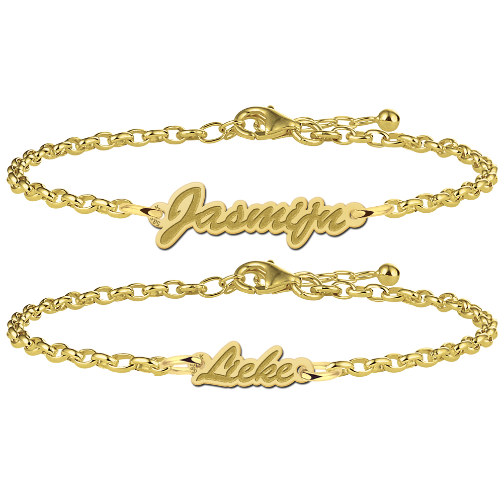 Goldene Mutter-Tochter-Armbänder mit Namen