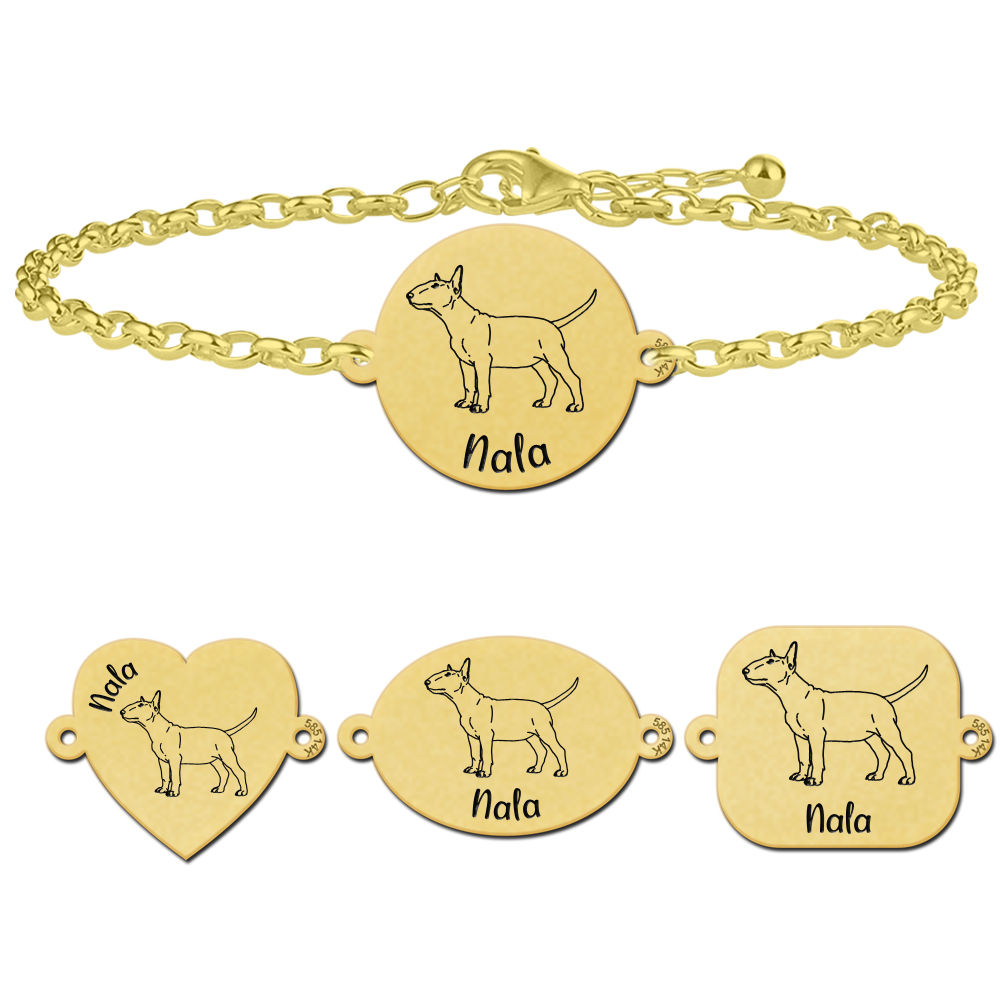 Goldenes Armband mit Hund Bull Terrier