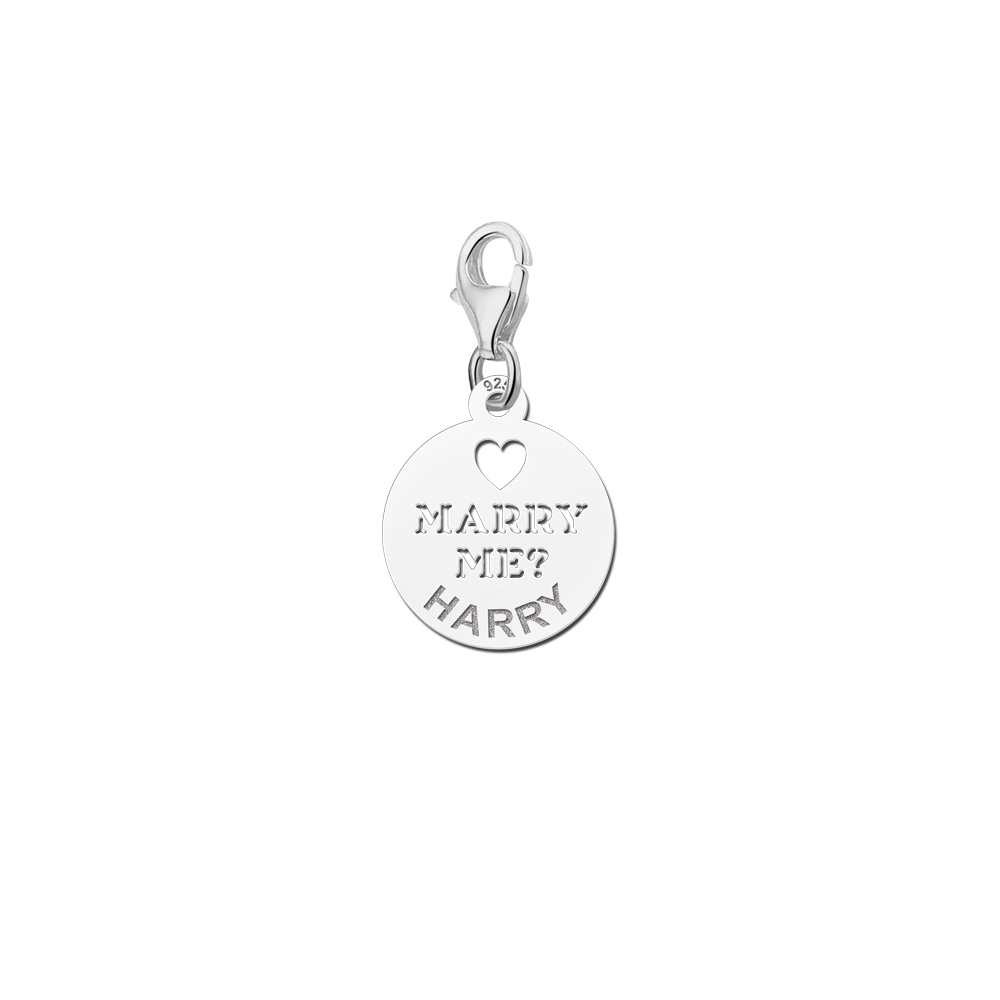 Silberner Charm “Marry Me“ mit Namen