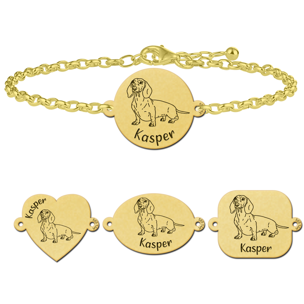 Goldenes Hund Armband Dackel