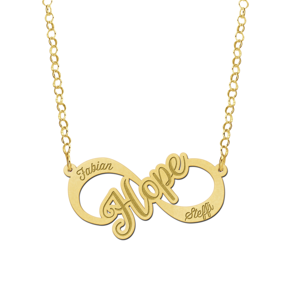 Goldene Infinity-Kette mit Hope-Design und Namen