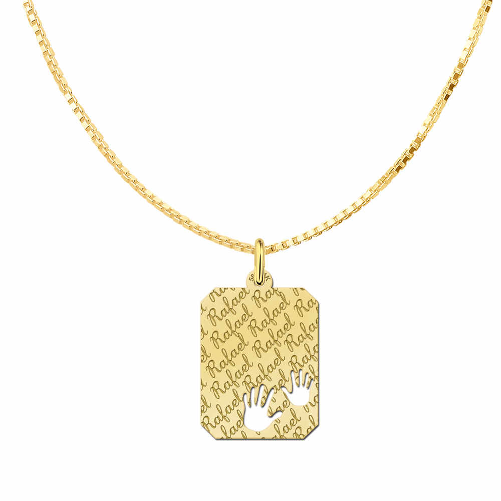 Gold Anhänger mit Händchen- gravieren 16x20mm