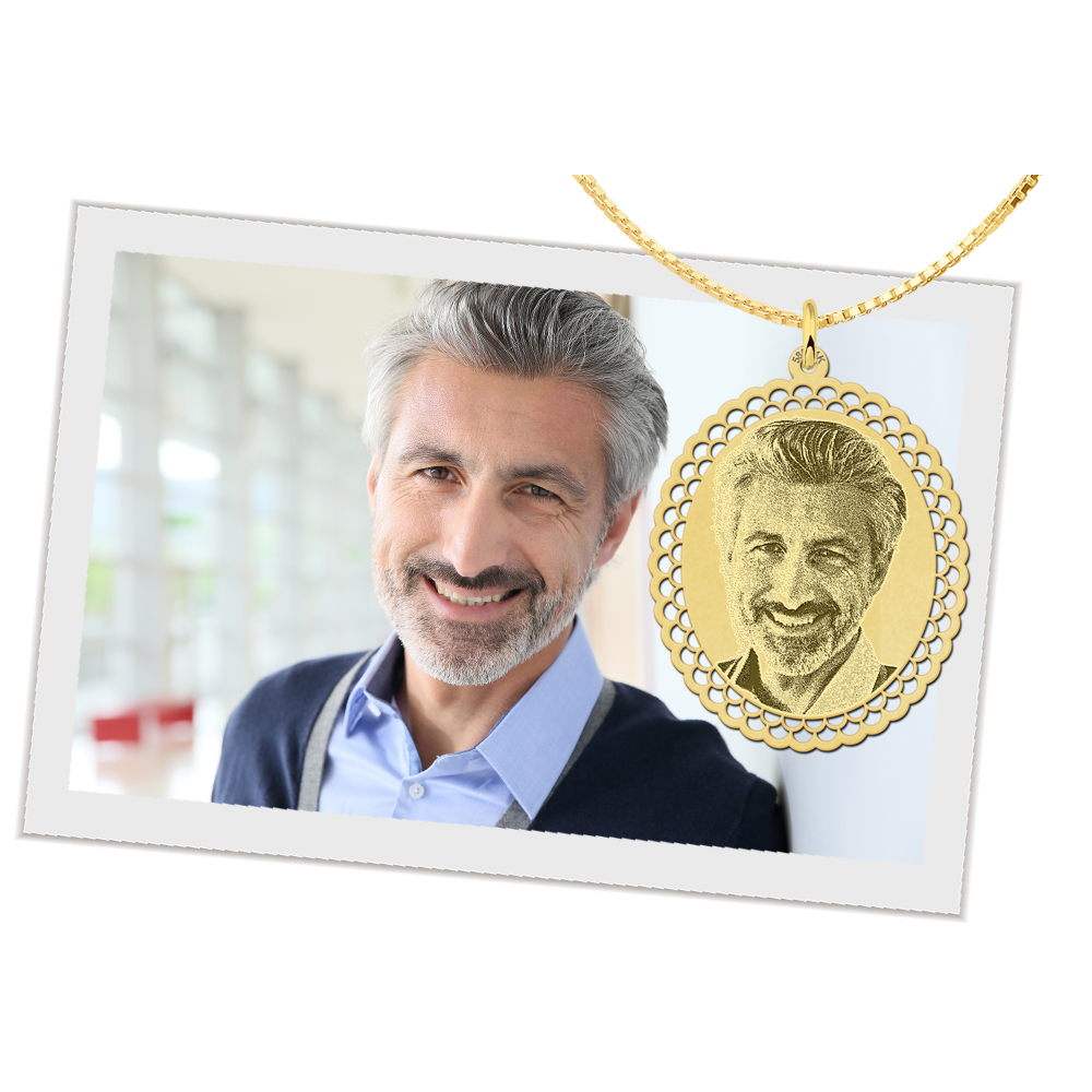 Kette mit foto oval gold