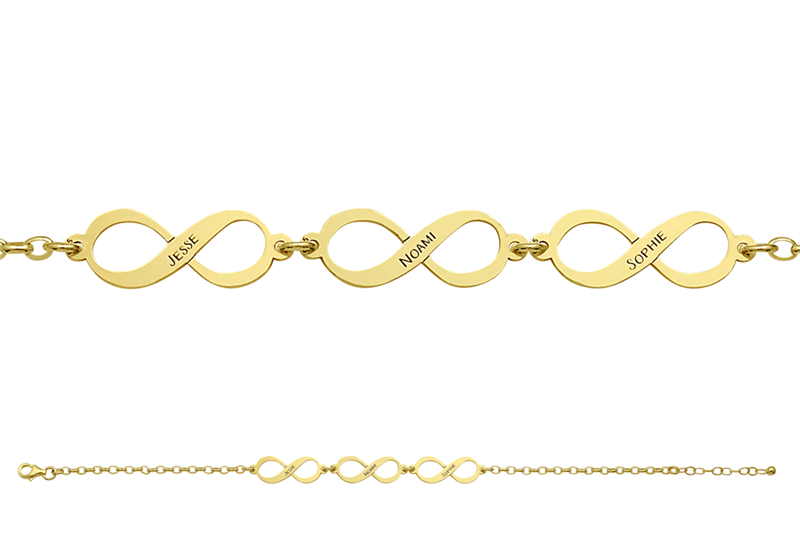 Goldenes Infinity Armband mit 3 Namen