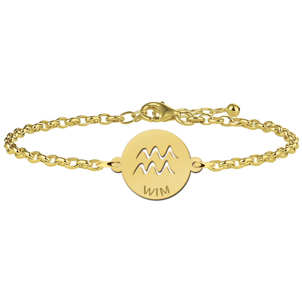 Vergoldetes Sternzeichen Armband Wassermann mit Namen