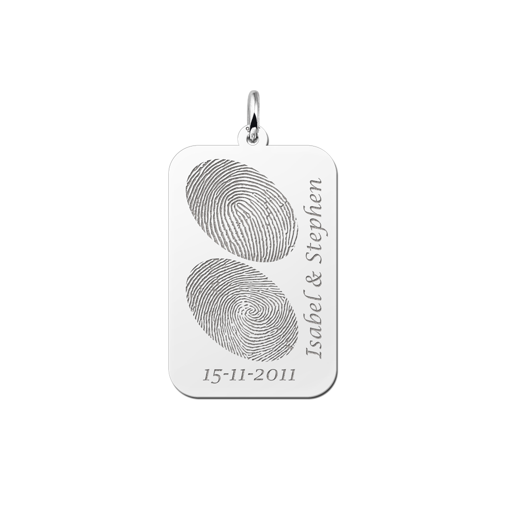 Silberner Dogtag mit zwei Fingerprints