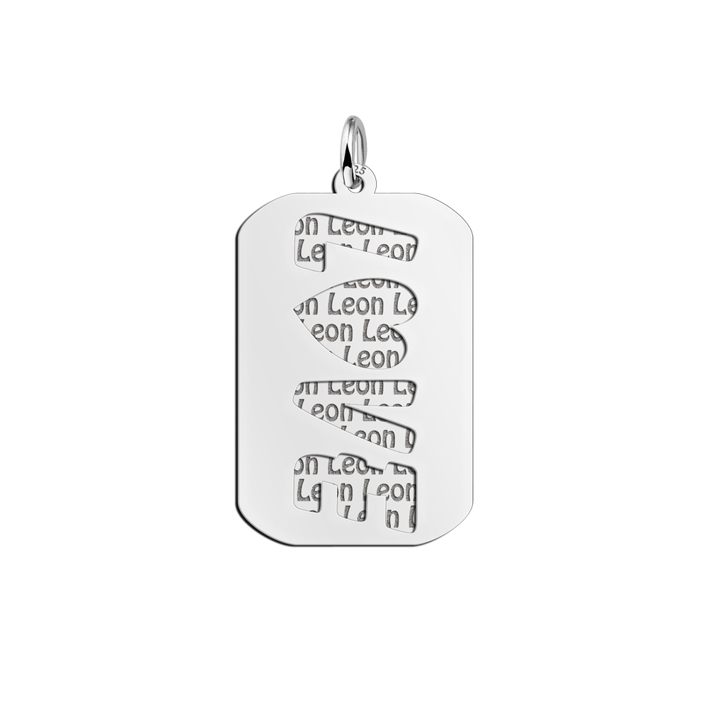 Namensanhänger Silber 2 Teile Love Dogtag