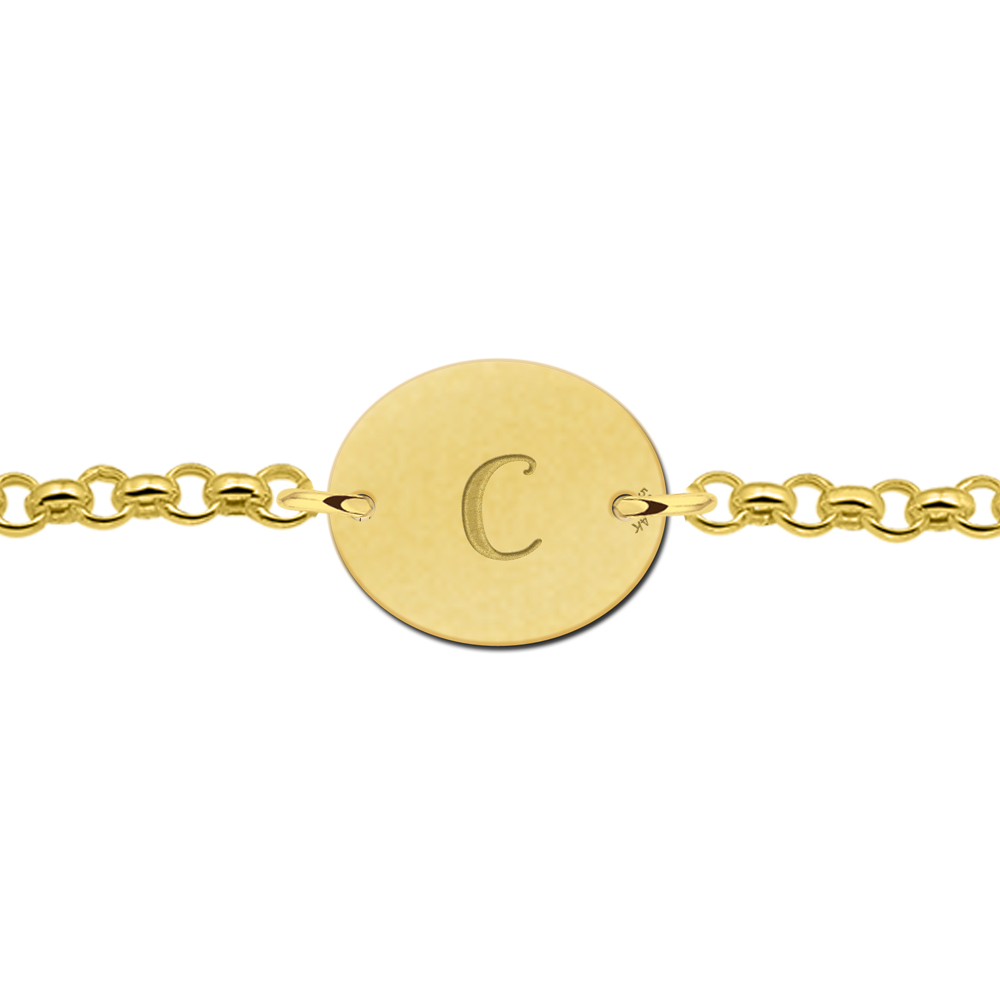 Goldenes Armband mit Buchstaben oval
