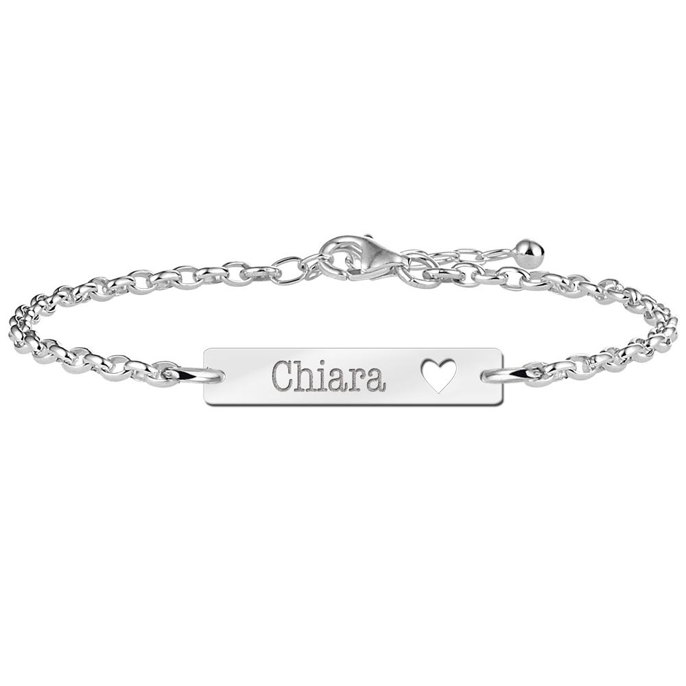 Silbernes Armband mit Namensgravur Herz