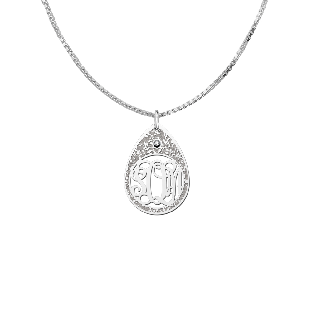 Silberner Schmuck Buchstaben Tropfenform