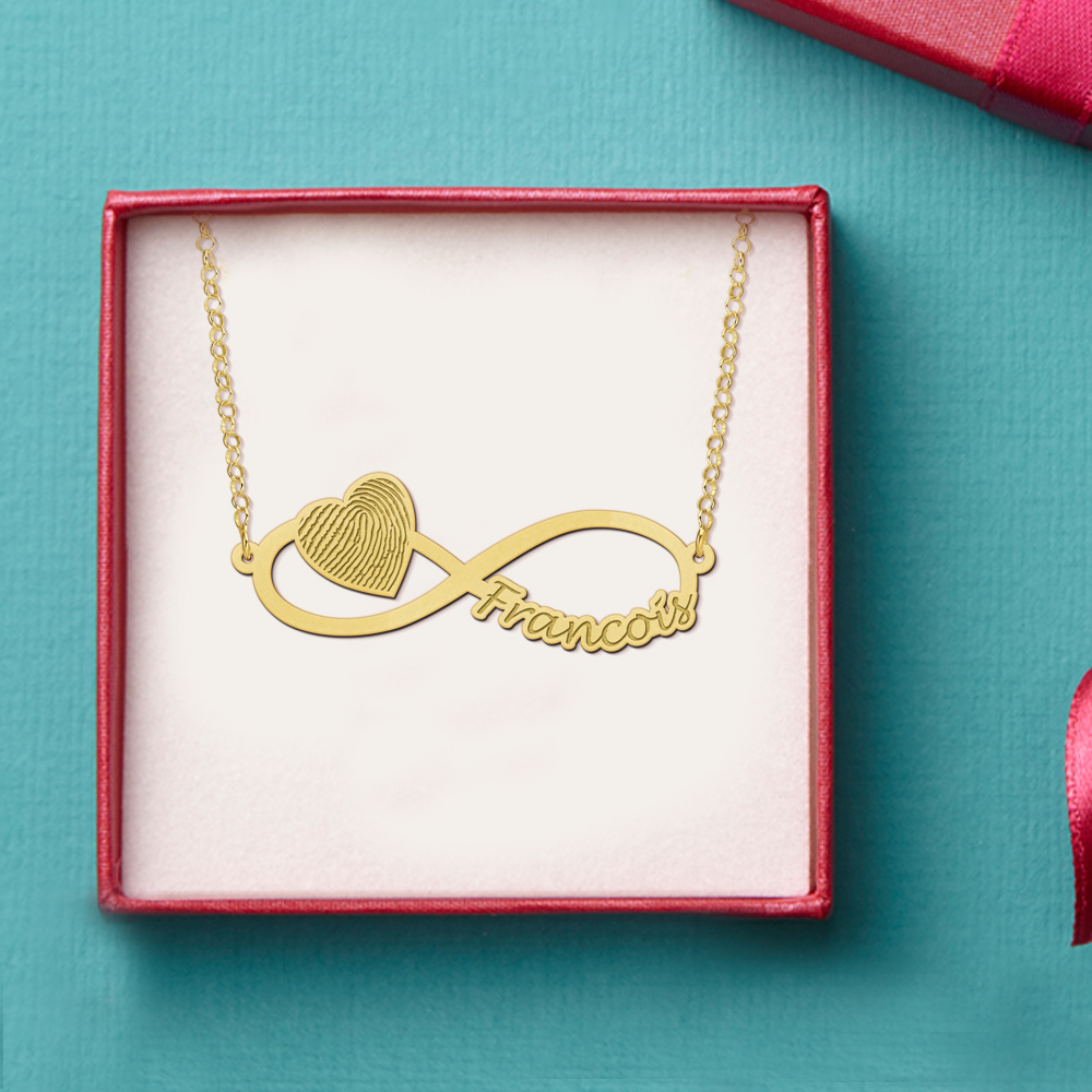 Goldene infinity Kette mit Fingerabdruck