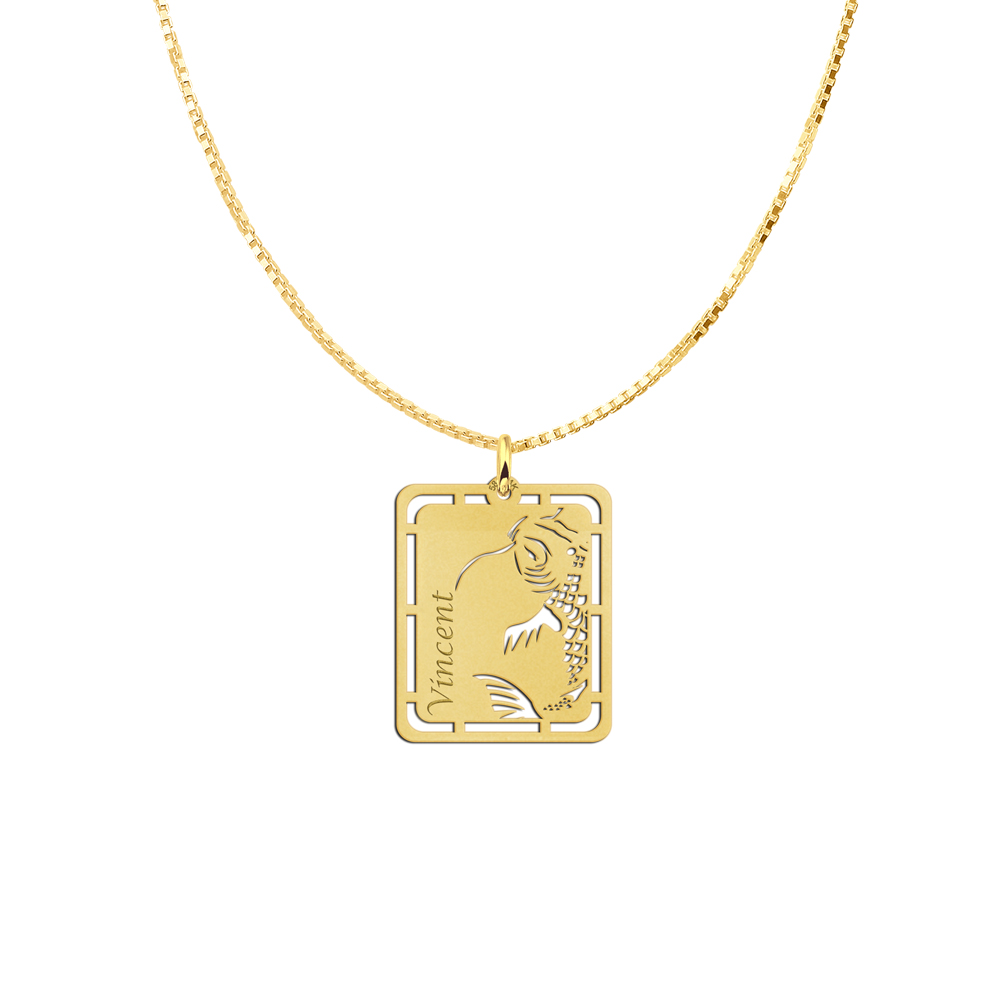 Goldener Koi Karpfen Anhänger mit Gravur