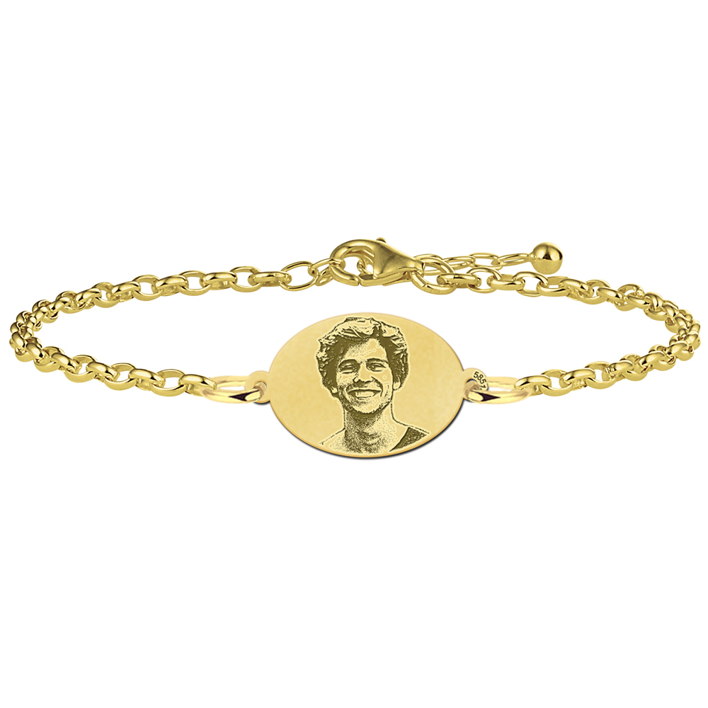 Goldenes Armband mit Foto oval